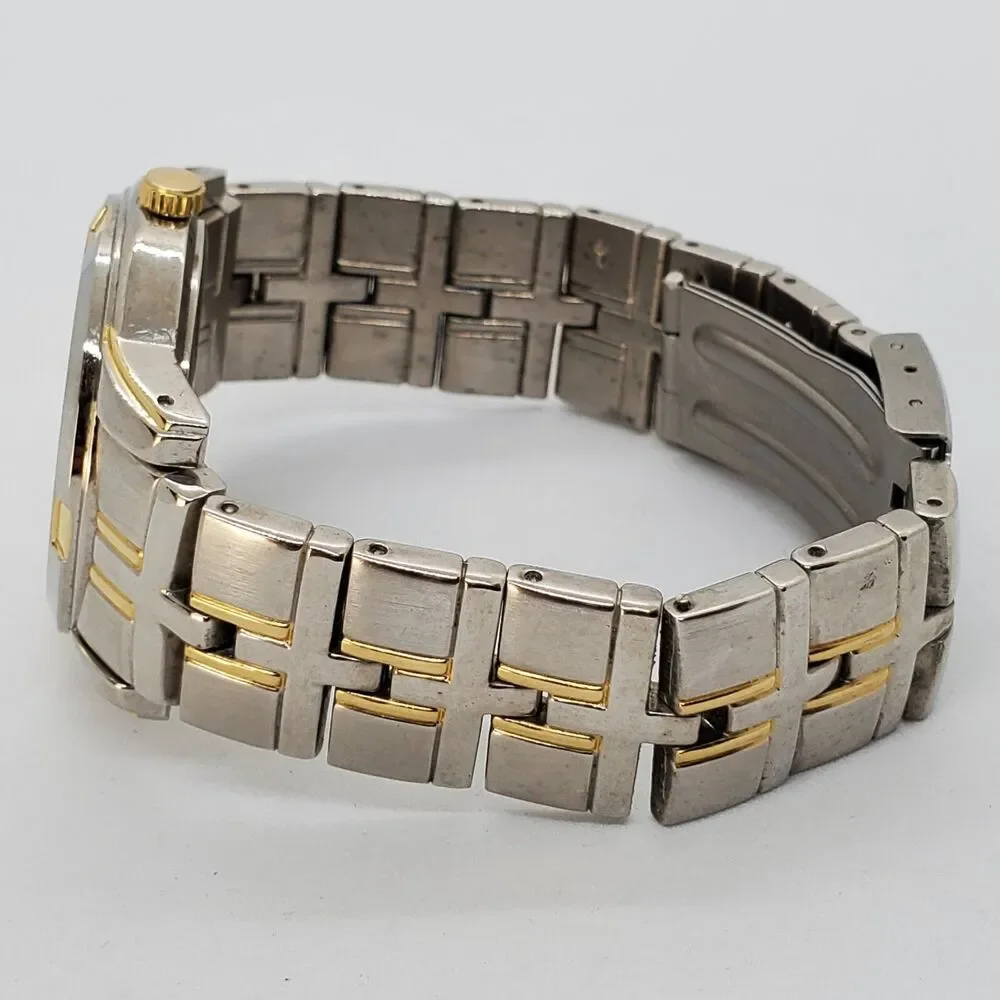 Men's Watch Diamond Accent 38MM Black‎ Dial Gold Gray Band Date 7